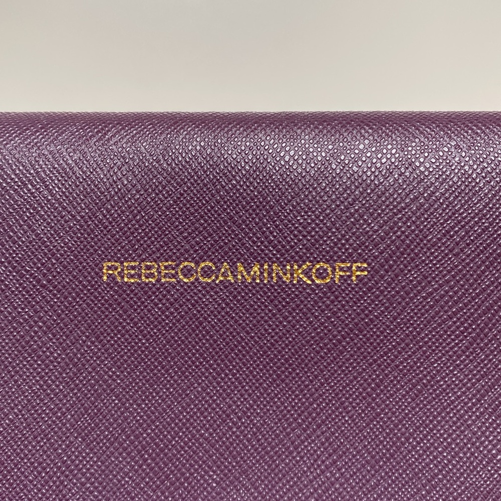 Rebecca Minkoff Leo Envelope Zipper Edge Purple Leather Clutch Purse - Picture 5 of 14